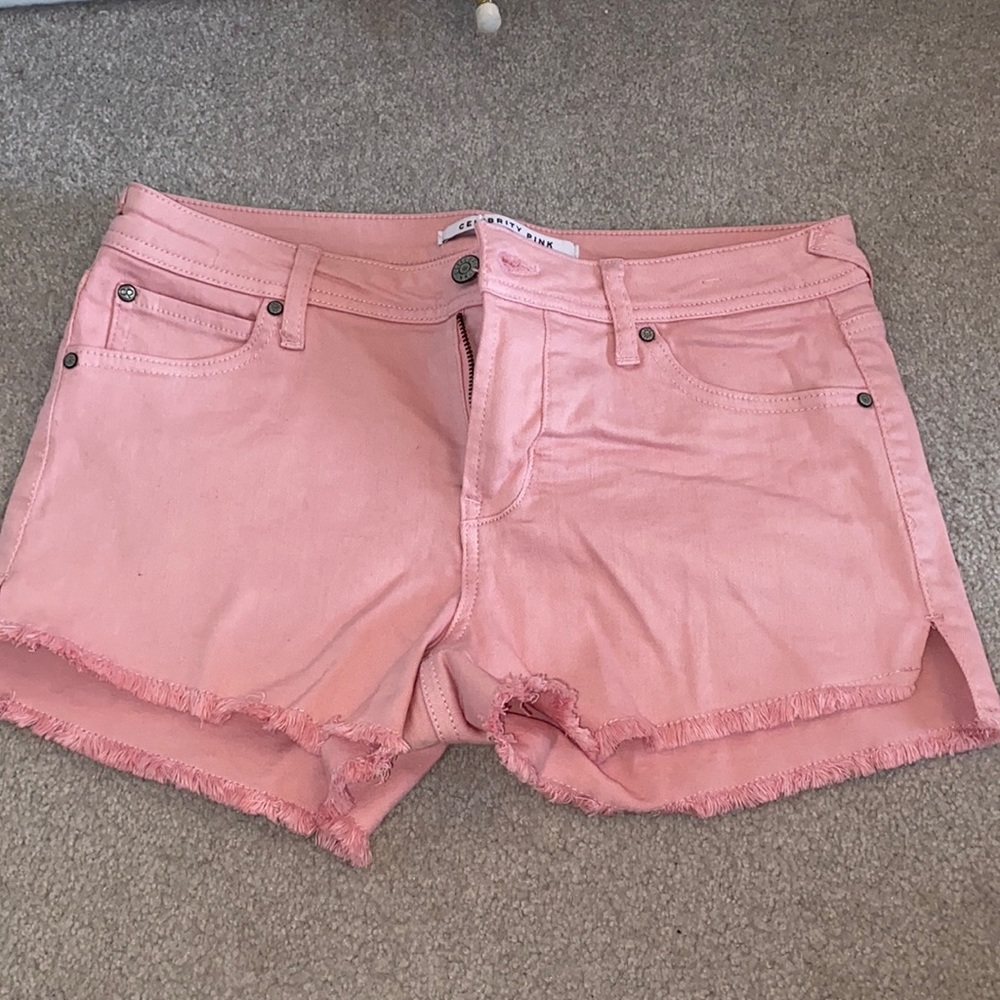 Pink denim shorts